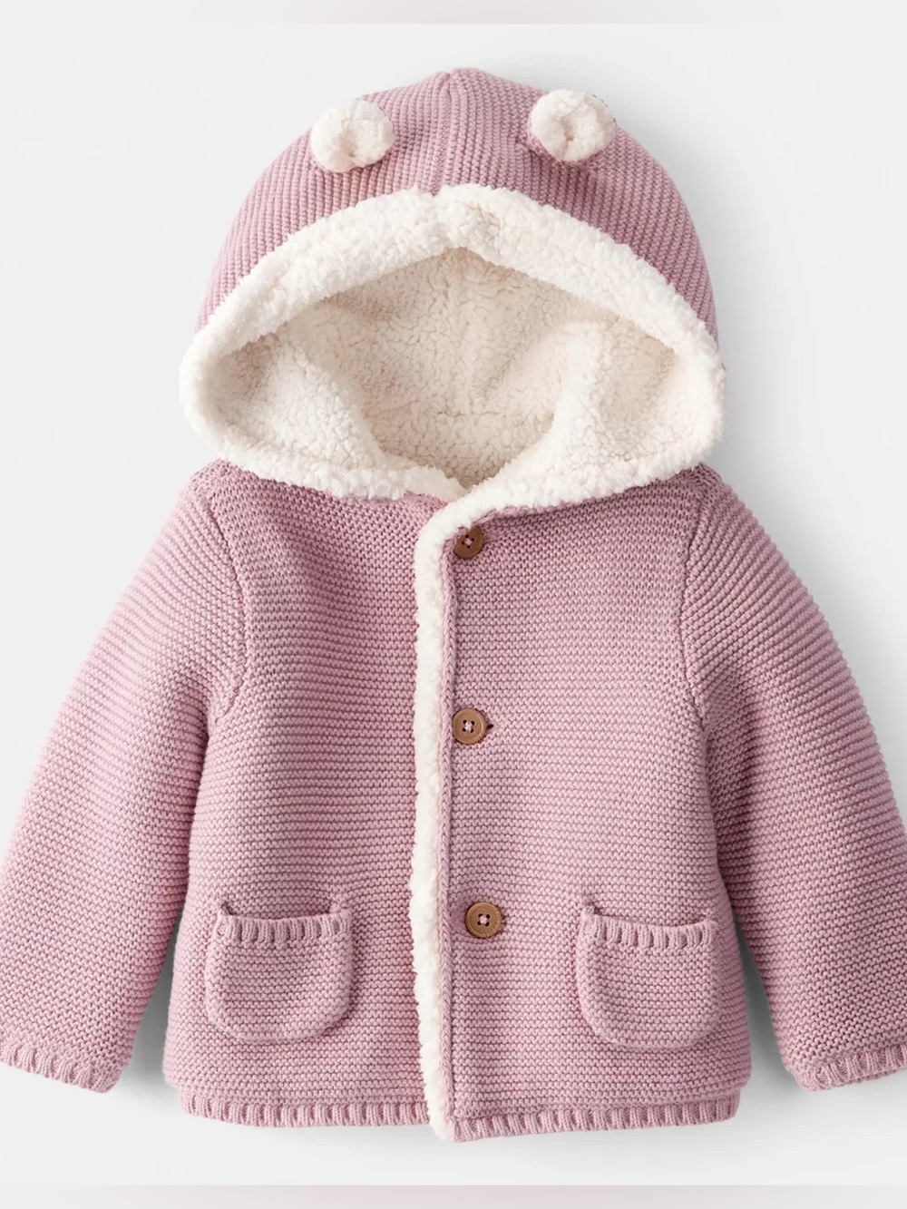 Baby Girl Carter's Sherpa Lined Cotton Long-Sleeve Sweater